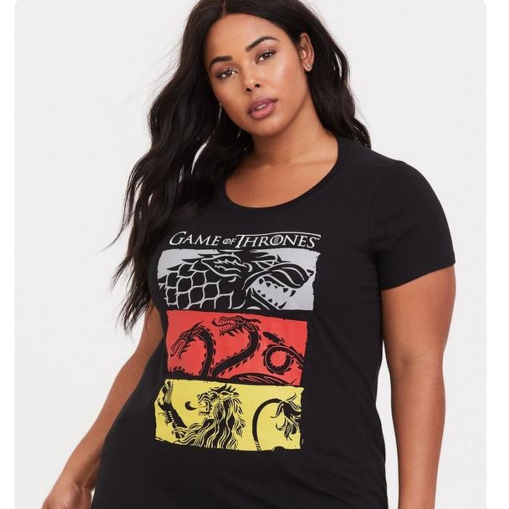 NWT! Torrid 3 Game of Thrones House Crest Black Slim Fit Tee